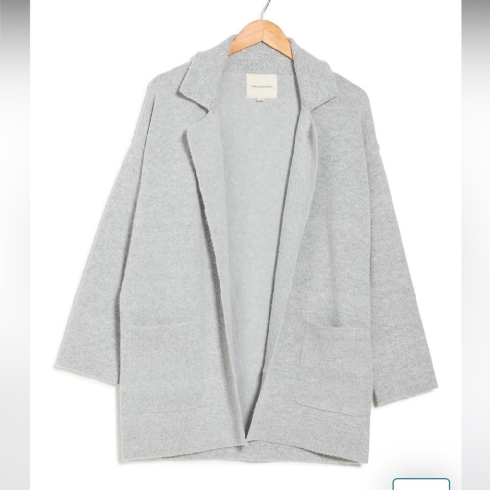 Thread & Supply Open Front Soft Plush Cardigan Gray Small‎ Oversized